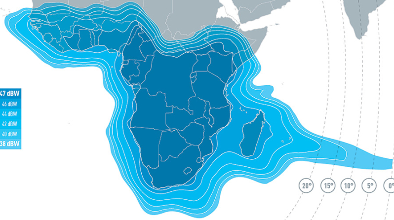 Eutelsat 7B at 7°E — Africa downlink contour