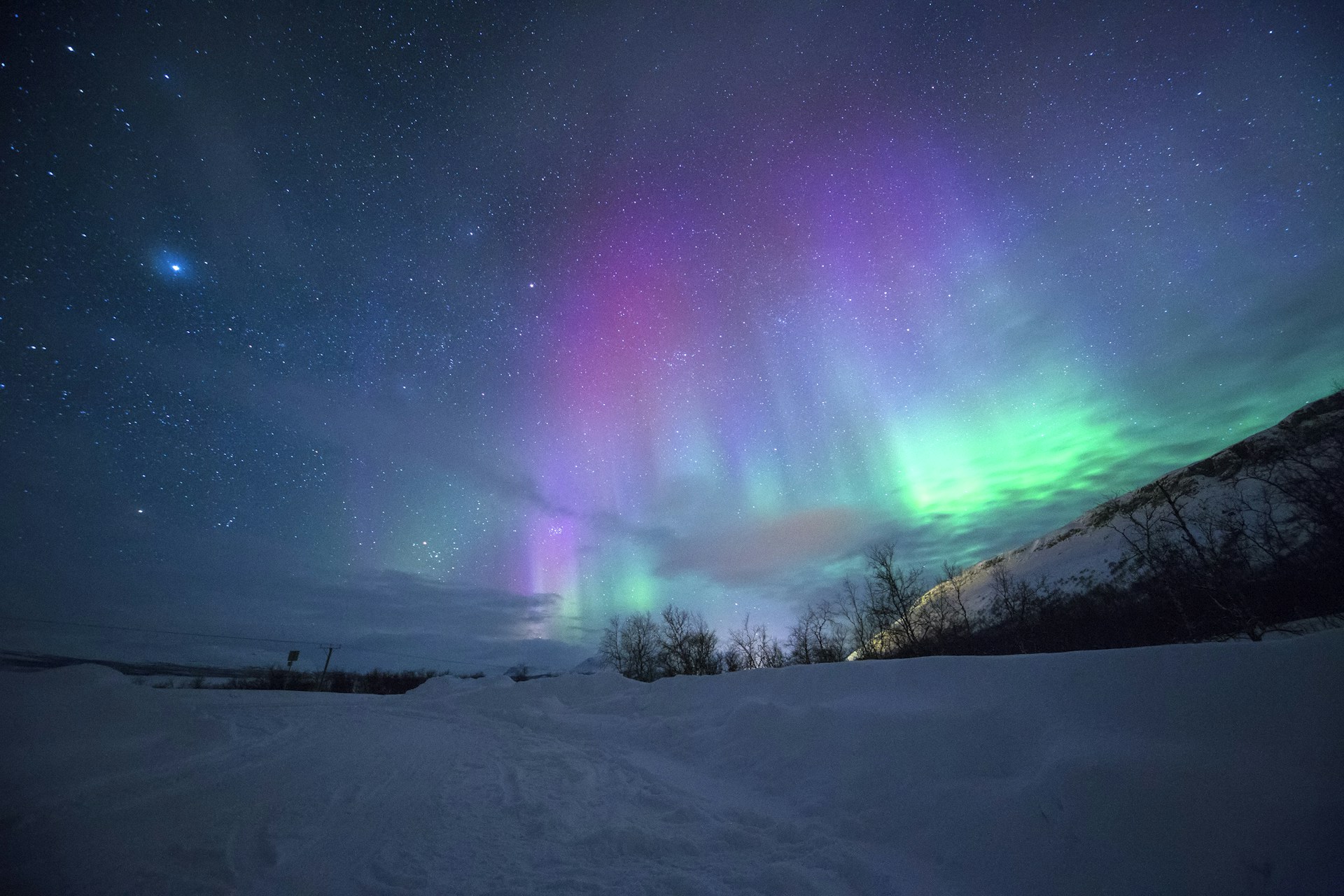 Aurora over arctic horizon