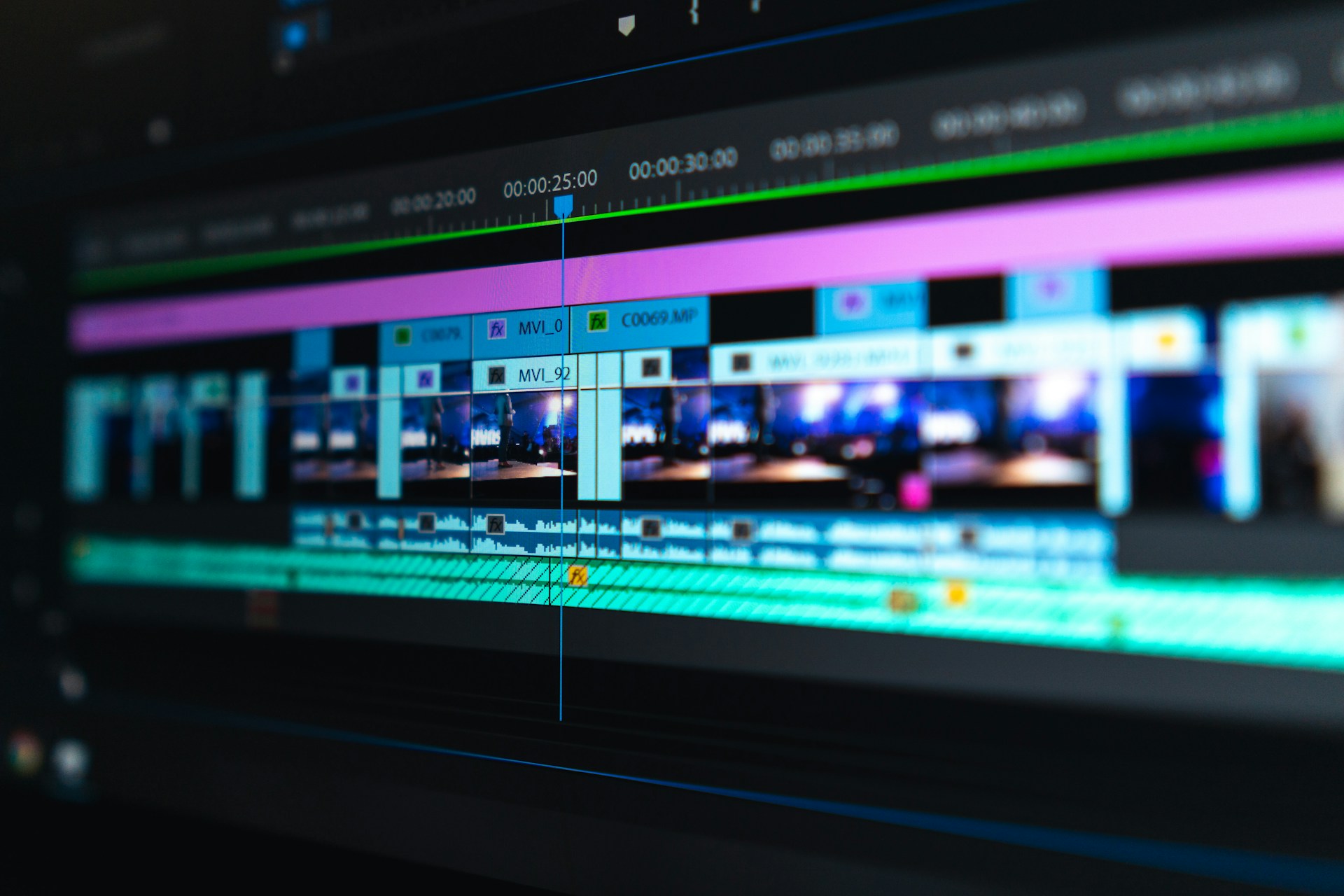 Video editing timeline — broadcast post-production